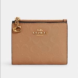 Coach Snap Wallet with Signature Print Embossed on Leather